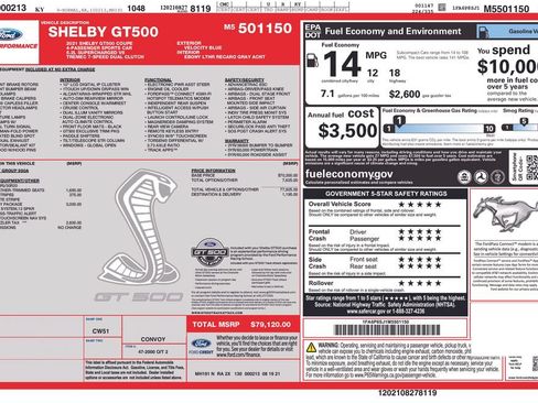 Used 2021 Ford Mustang Shelby GT500 w/ Technology Package RWD image 6