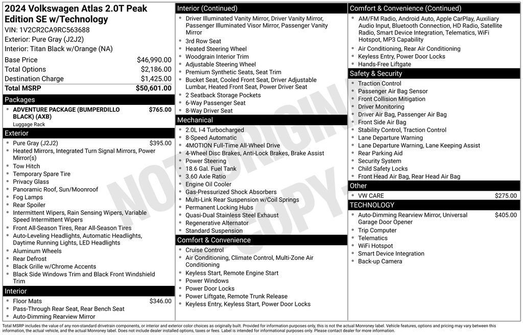 Used 2024 Volkswagen Atlas Peak Edition SE AWD/4WD image 26