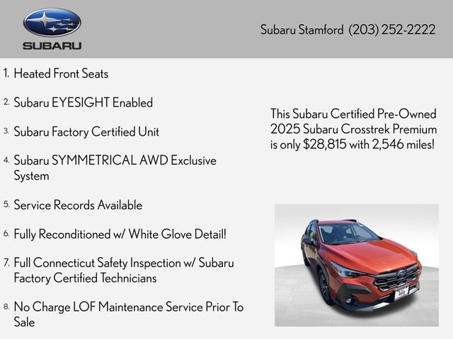 Certified 2025 Subaru Crosstrek 2.5i Premium AWD/4WD image 2