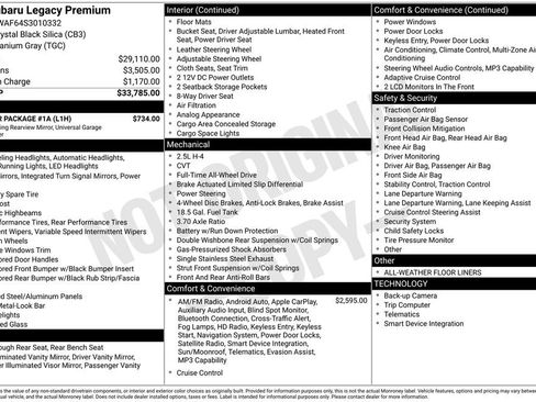 Used 2025 Subaru Legacy Premium w/ Popular Package #1A image 41