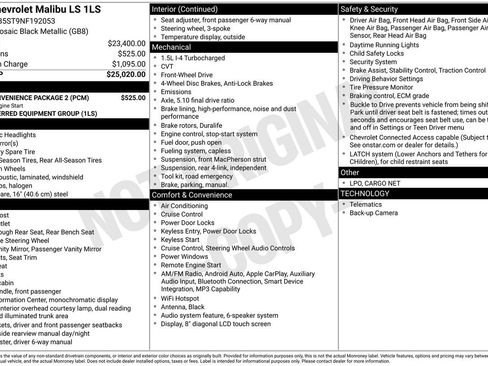 Used 2022 Chevrolet Malibu LS w/ LPO, Convenience Package 2 FWD image 10