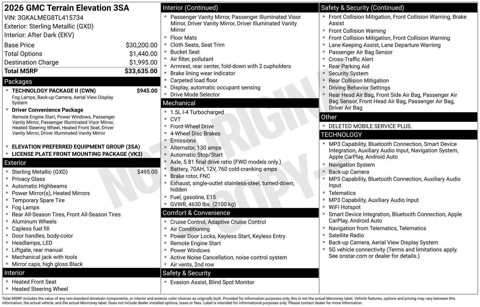 Used 2026 GMC Terrain Elevation w/ Technology Package II FWD image 2