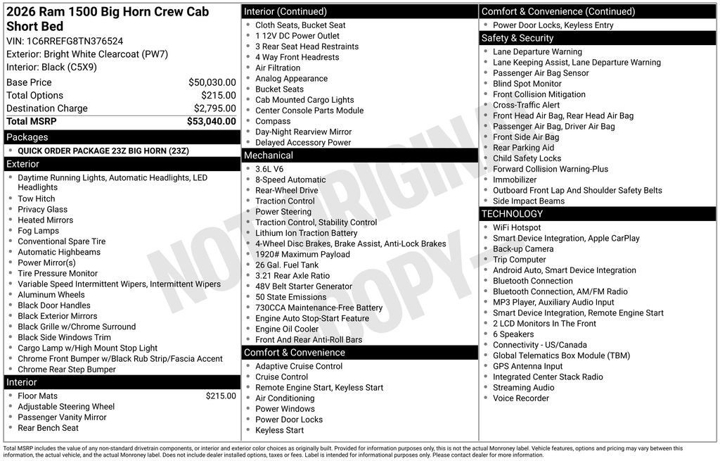 New 2026 RAM 1500 Big Horn RWD image 5