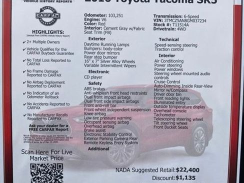 Used 2016 Toyota Tacoma SR5 w/ SR5 Appearance Package (SN) image 41