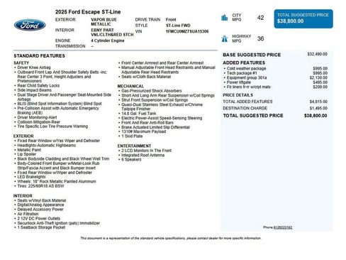 Used 2025 Ford Escape ST-Line w/ Equipment Group 301A image 43