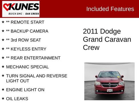 Used 2011 Dodge Grand Caravan Crew w/ Entertainment Group 1 FWD image 2