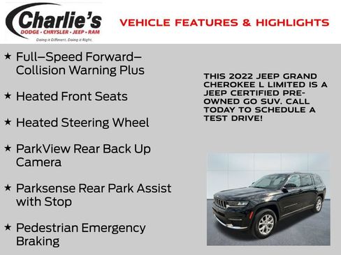 Certified 2022 Jeep Grand Cherokee L Limited AWD/4WD image 13