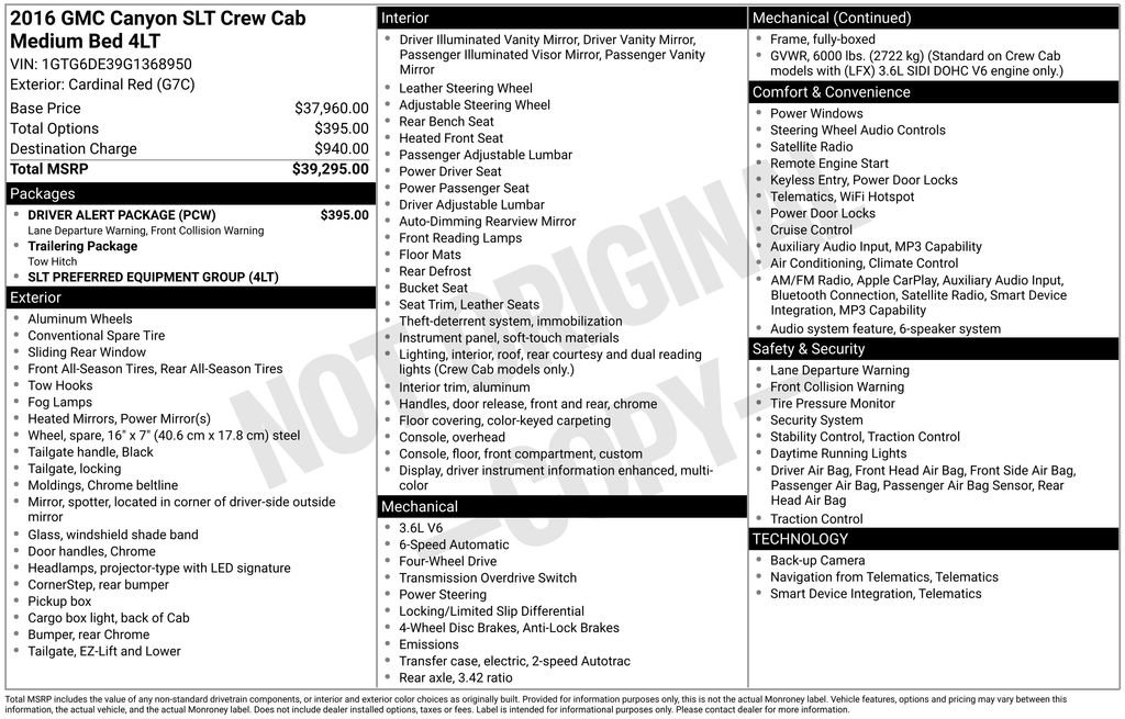 Certified 2016 GMC Canyon SLT w/ Driver Alert Package AWD/4WD image 24
