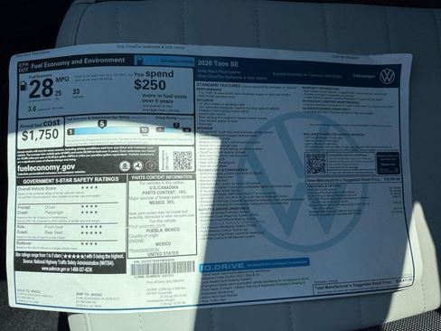 New 2026 Volkswagen Taos SE AWD/4WD image 33