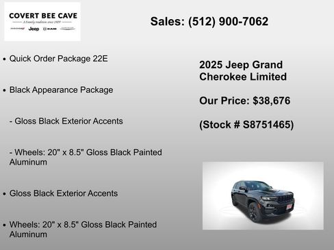 New 2025 Jeep Grand Cherokee Limited w/ Black Appearance Package image 6