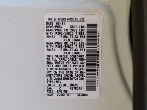 Used 2011 INFINITI FX35 AWD w/ Premium Pkg image 64