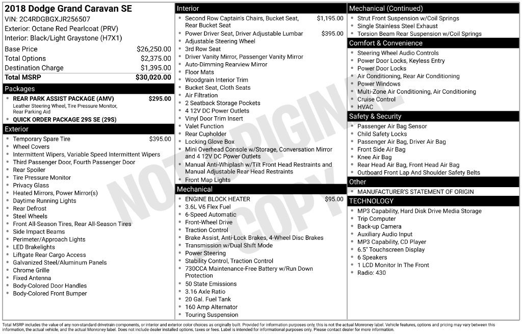 Used 2018 Dodge Grand Caravan SE w/ Rear Park Assist Package FWD image 24