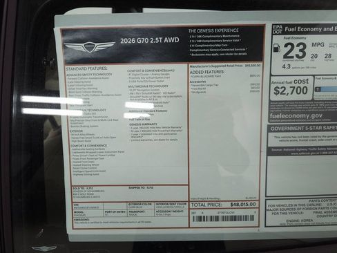 Used 2026 Genesis G70 2.5T AWD/4WD image 25