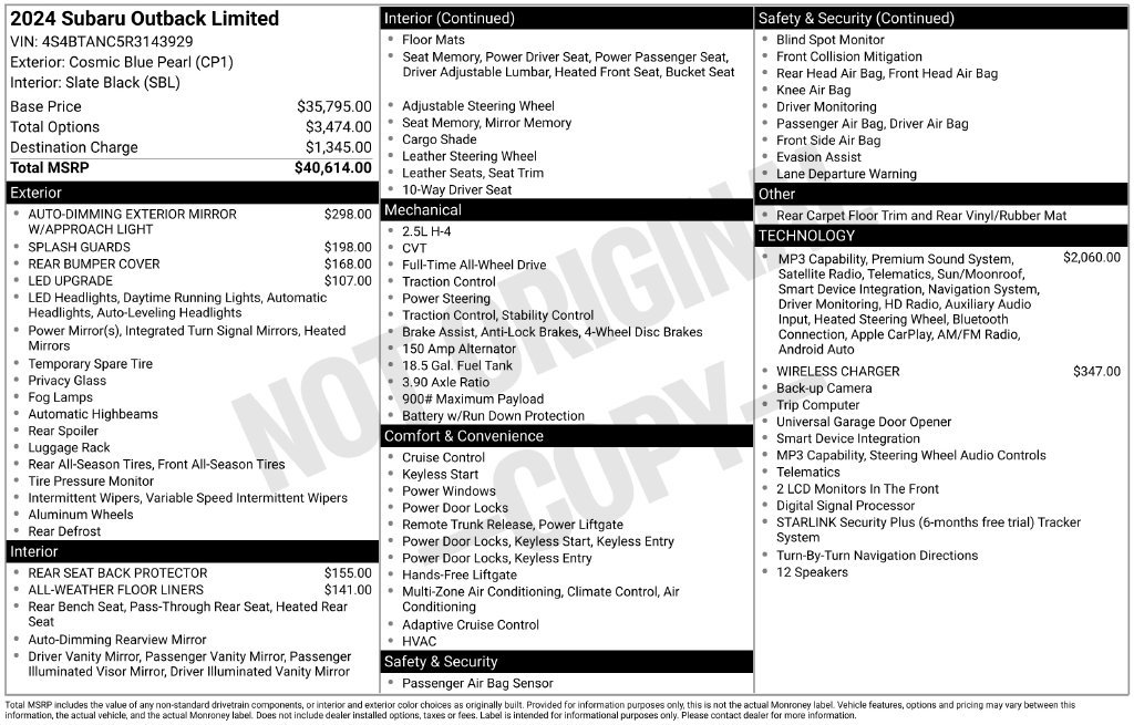 Certified 2024 Subaru Outback Limited AWD/4WD image 8