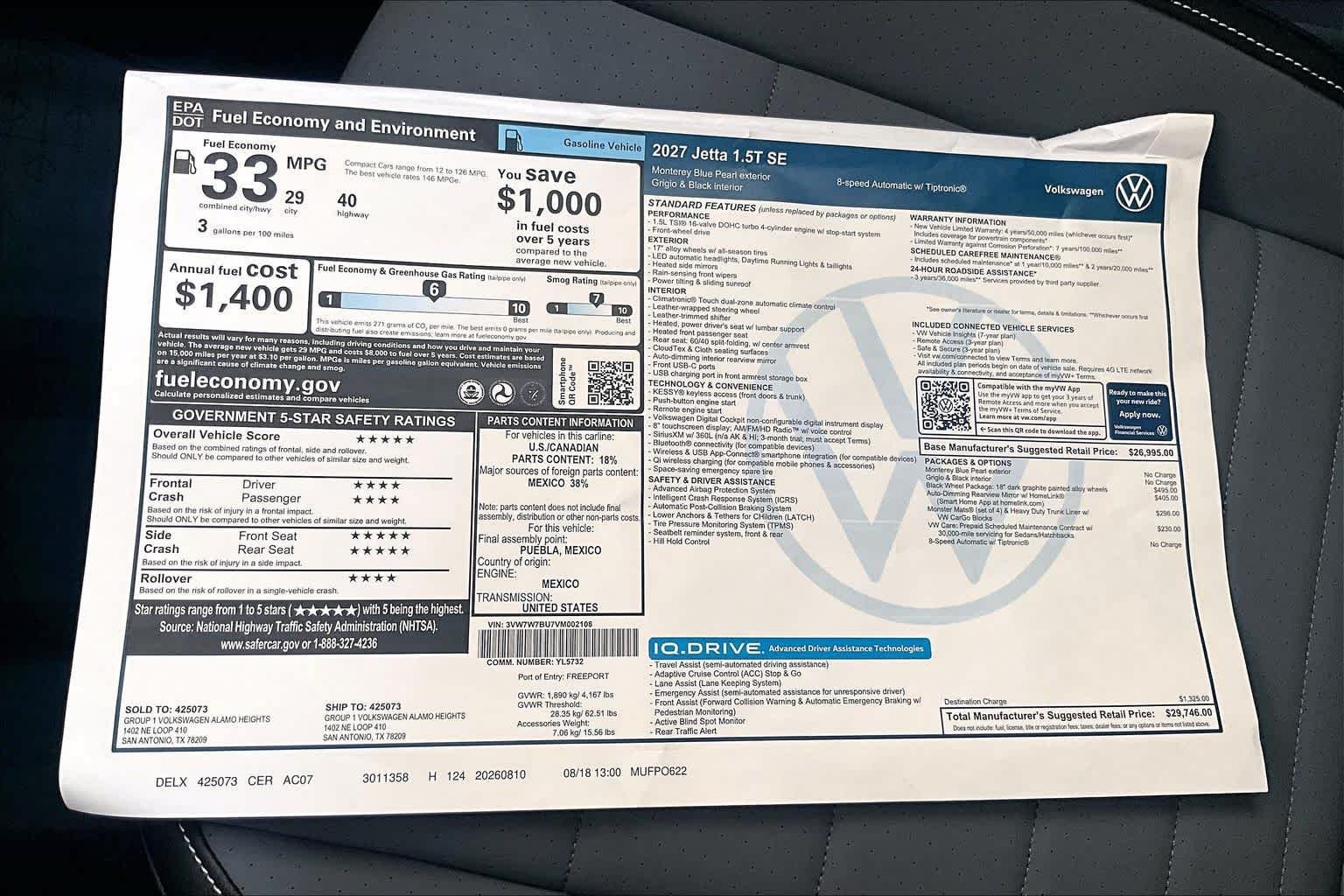 New 2027 Volkswagen Jetta SE FWD image 22