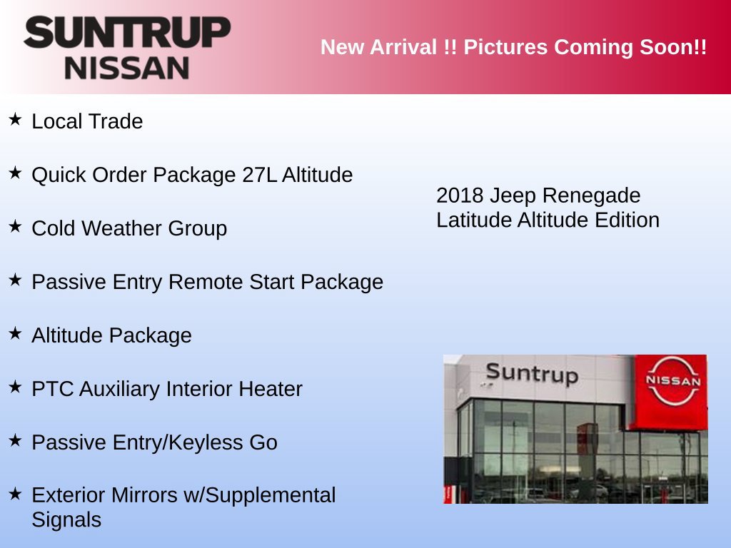 Used 2018 Jeep Renegade Altitude w/ Cold Weather Group FWD image 3