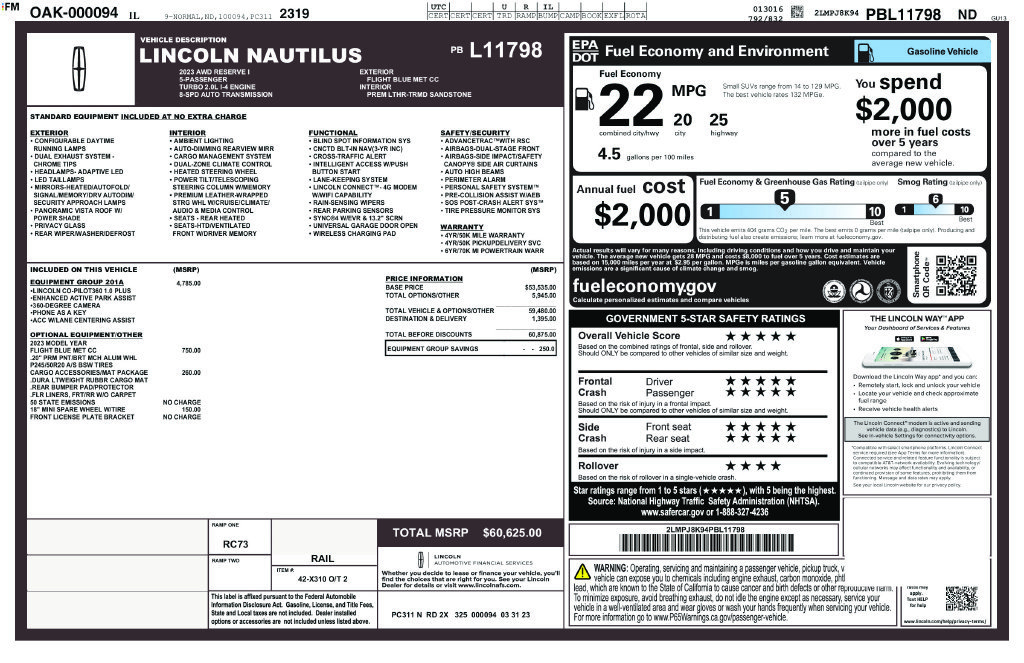 Used 2023 Lincoln Nautilus Reserve w/ Equipment Group 201A AWD/4WD image 68