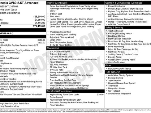 New 2026 Genesis GV80 2.5T Advanced AWD/4WD image 2