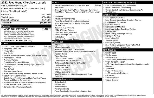 Used 2022 Jeep Grand Cherokee L Laredo w/ Luxury Tech Group I AWD/4WD image 4