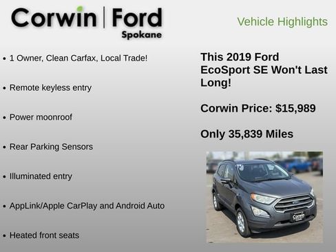 Used 2019 Ford EcoSport SE AWD/4WD image 6