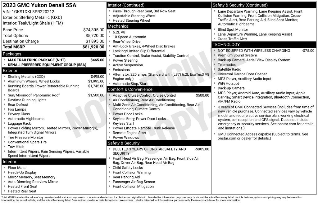 Used 2023 GMC Yukon Denali w/ Max Trailering Package RWD image 42