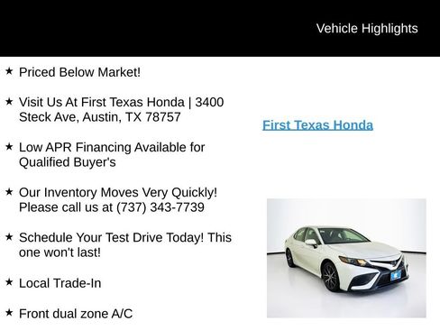 Used 2024 Toyota Camry SE w/ Convenience Package FWD image 9