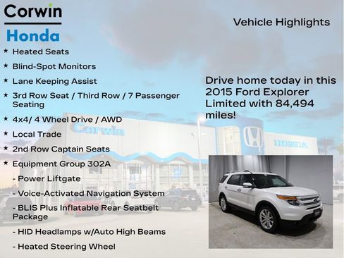 Used 2015 Ford Explorer Limited w/ Equipment Group 302A image 7