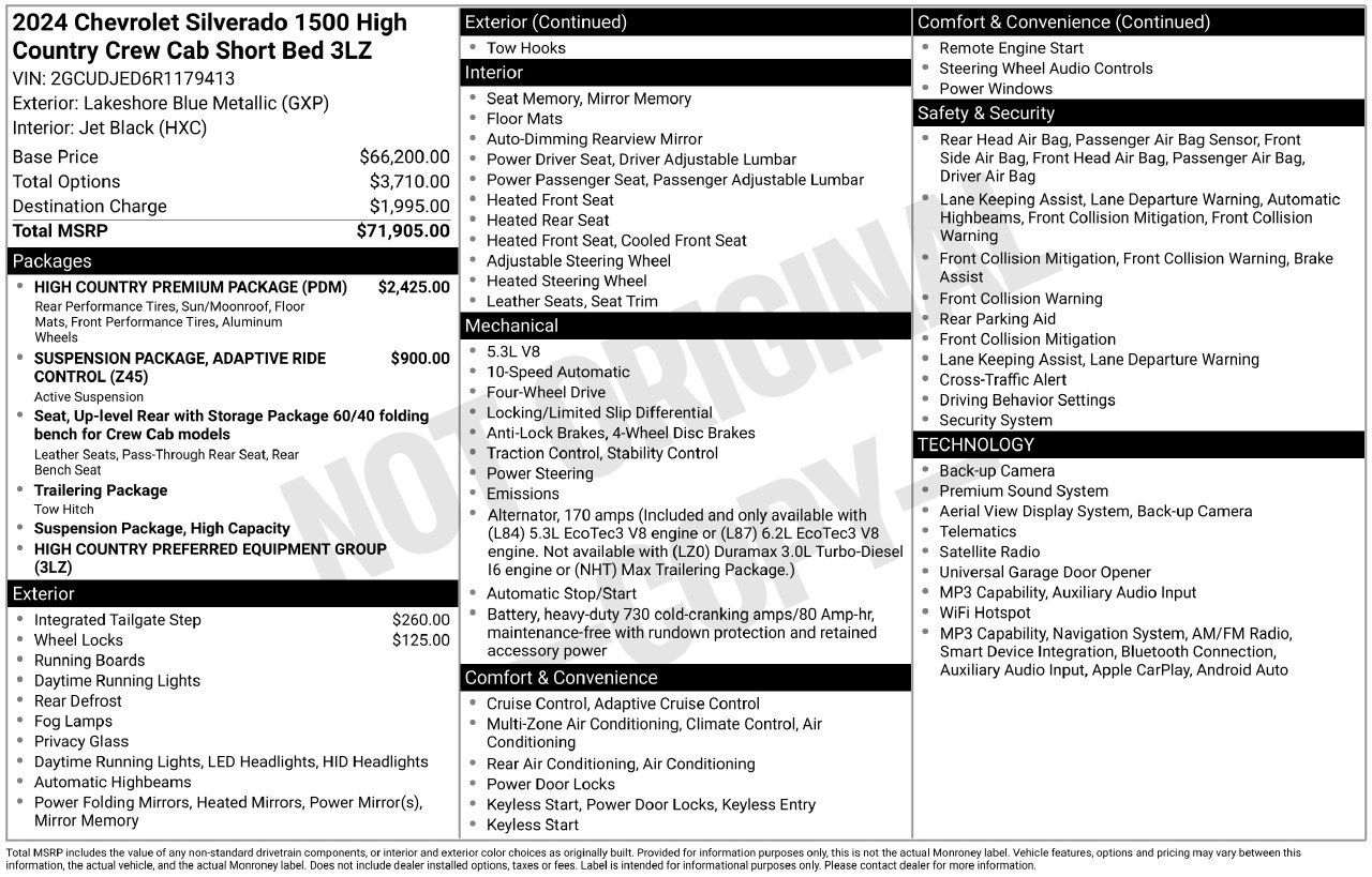 Used 2024 Chevrolet Silverado 1500 High Country w/ High Country Premium Package AWD/4WD image 9