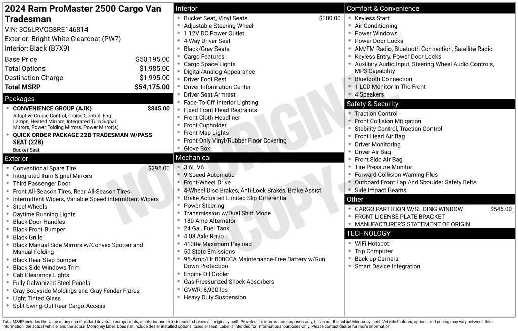 Used 2024 RAM ProMaster 2500 w/ Convenience Group FWD image 4