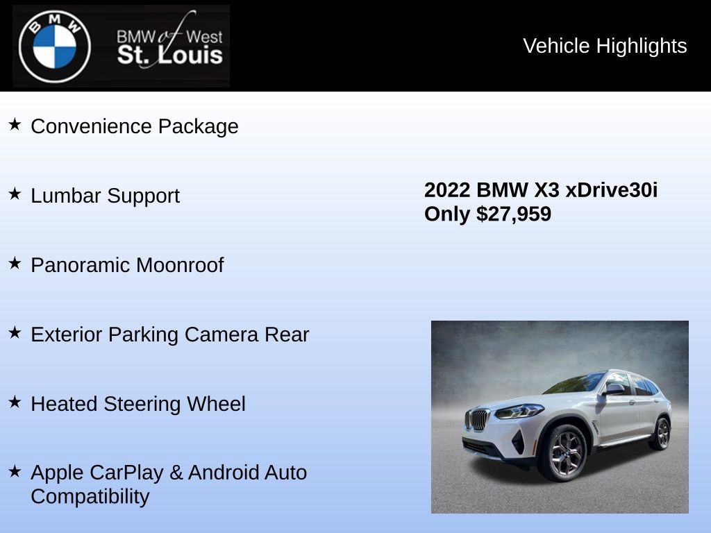 Used 2022 BMW X3 xDrive30i w/ Convenience Package AWD/4WD image 8