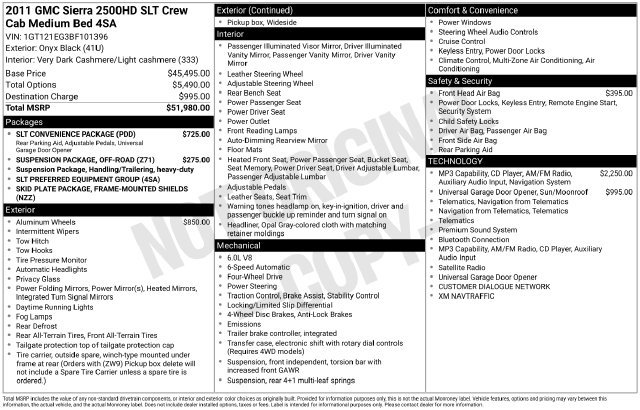 Used 2011 GMC Sierra 2500 SLT w/ SLT Convenience Package AWD/4WD image 7