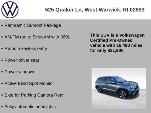 Certified 2023 Volkswagen Taos SE w/ Panoramic Sunroof Package image 7