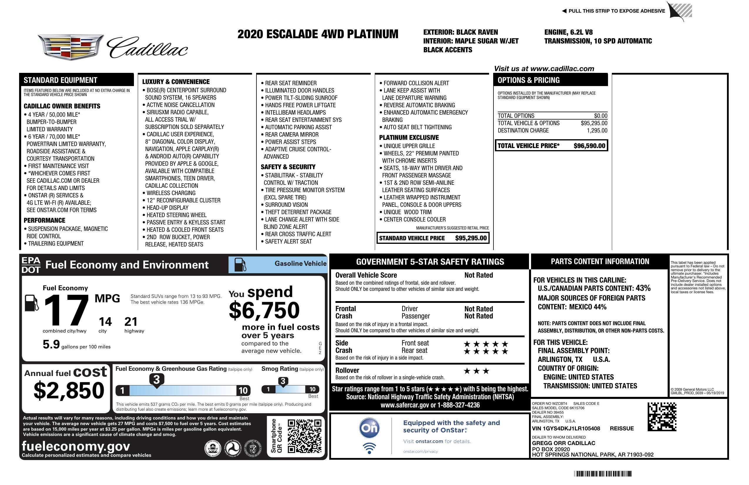 Used 2020 Cadillac Escalade Platinum AWD/4WD image 3
