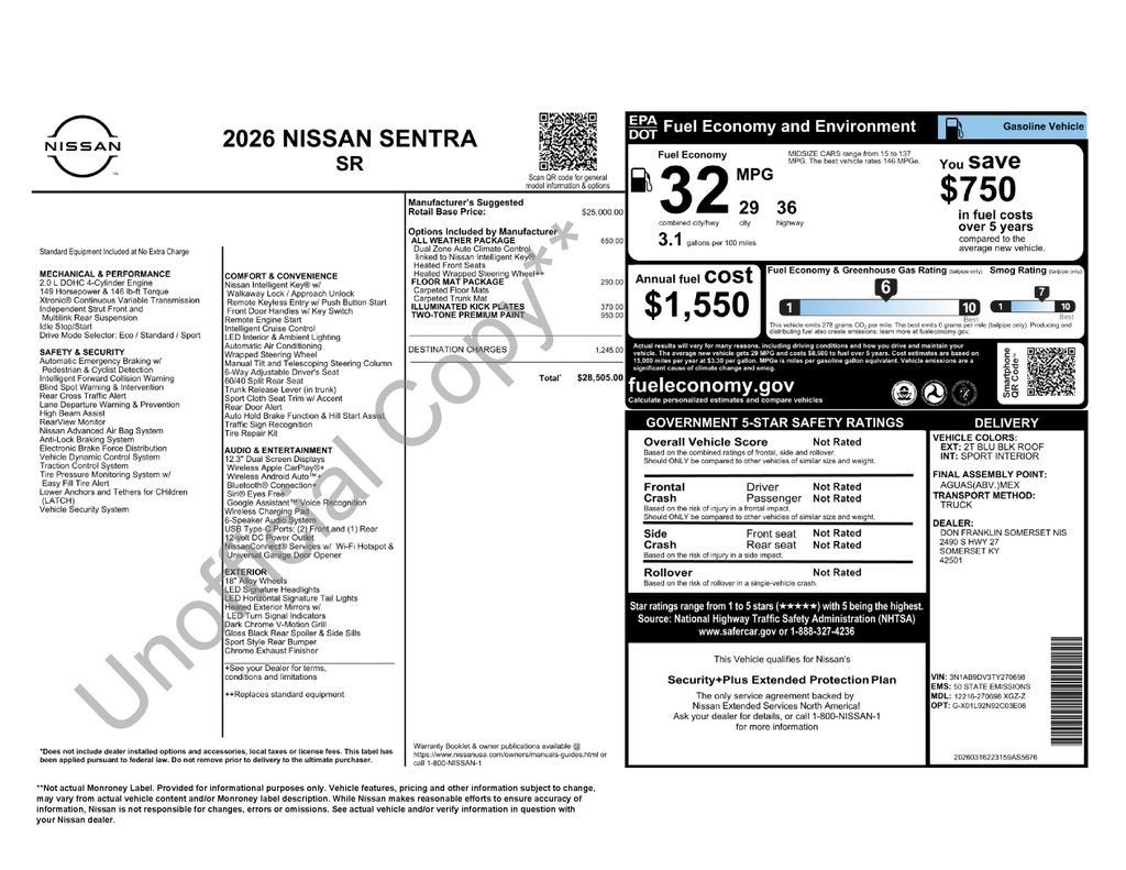 Used 2026 Nissan Sentra SR w/ SR All Weather Package FWD image 24