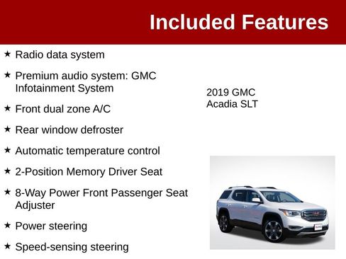 Used 2019 GMC Acadia SLT w/ LPO, Floor Liner Package AWD/4WD image 4