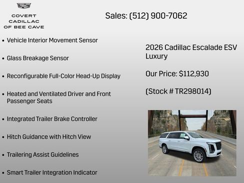 New 2026 Cadillac Escalade ESV Luxury w/ LPO, Floor Liner Package image 30