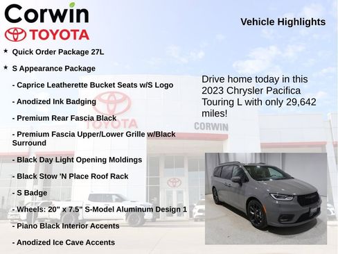 Used 2023 Chrysler Pacifica Touring-L w/ Uconnect Theater Family Group image 7