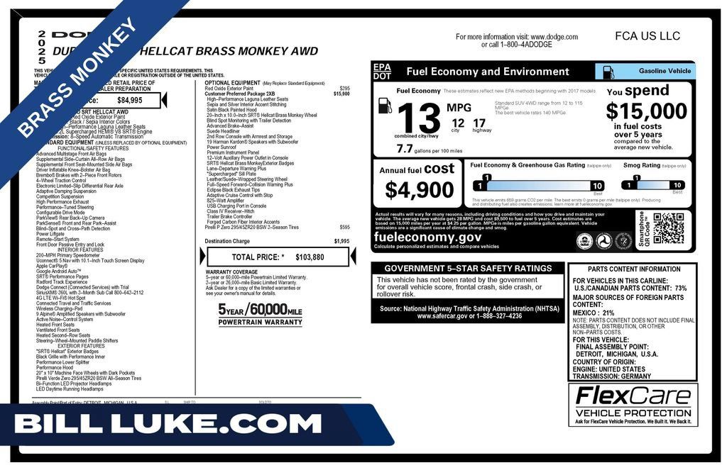 Used 2025 Dodge Durango SRT Hellcat AWD/4WD image 1