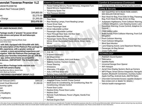 Used 2023 Chevrolet Traverse Premier w/ LPO, Floor Liner Package AWD/4WD image 48