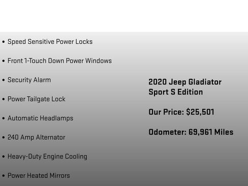 Used 2020 Jeep Gladiator Sport w/ Quick Order Package 23S AWD/4WD image 24