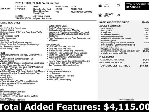 Used 2023 Lexus RX 350 Premium Plus w/ Cold Area Package FWD image 3