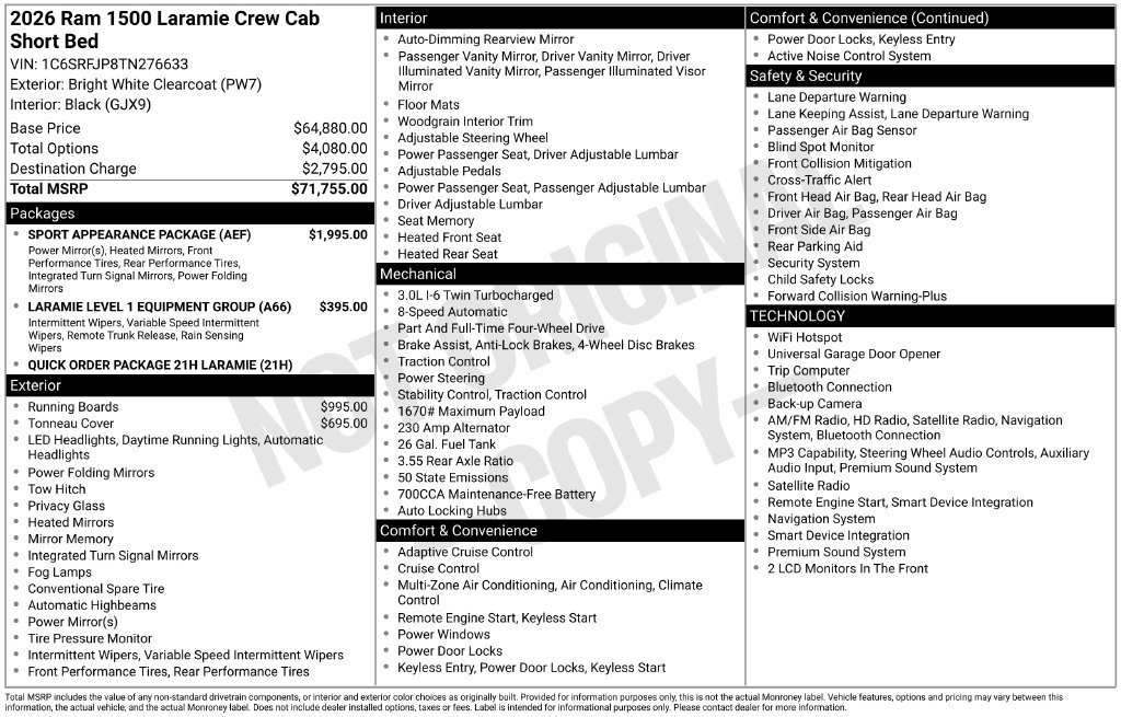 Used 2026 RAM 1500 Laramie w/ Sport Appearance Package AWD/4WD image 33