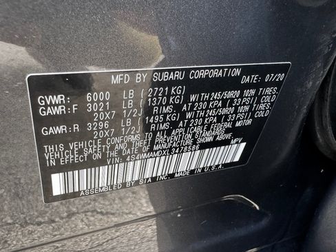 Used 2020 Subaru Ascent Limited w/ Popular Package #2A AWD/4WD image 34