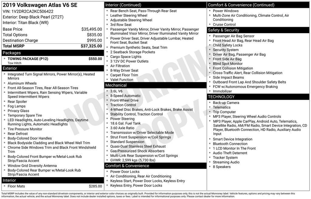 Used 2019 Volkswagen Atlas SE w/ Towing Package FWD image 22