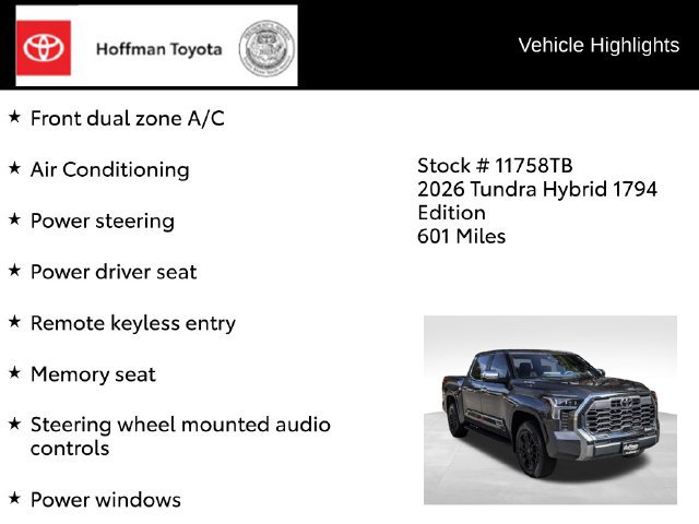 Used 2026 Toyota Tundra 1794 Edition w/ TRD Off-Road Package AWD/4WD image 22