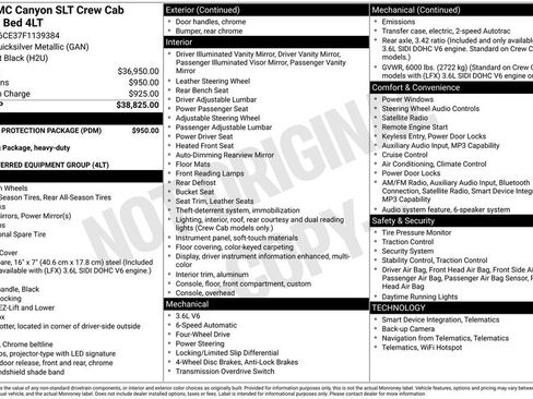 Used 2015 GMC Canyon SLT w/ LPO, Bed Protection Package AWD/4WD image 34