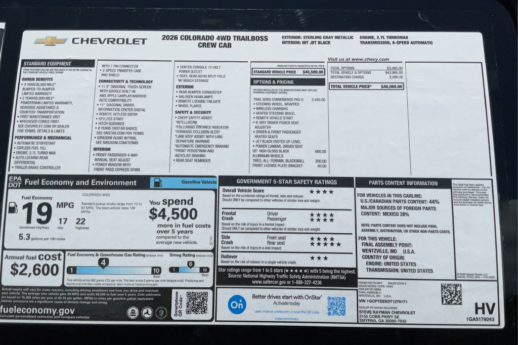 New 2026 Chevrolet Colorado Trail Boss AWD/4WD image 22