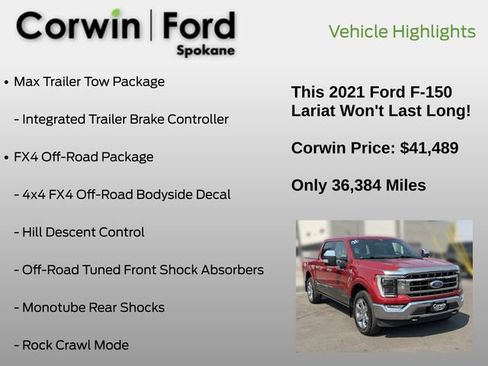 Used 2021 Ford F150 Lariat w/ Equipment Group 502A High AWD/4WD image 19