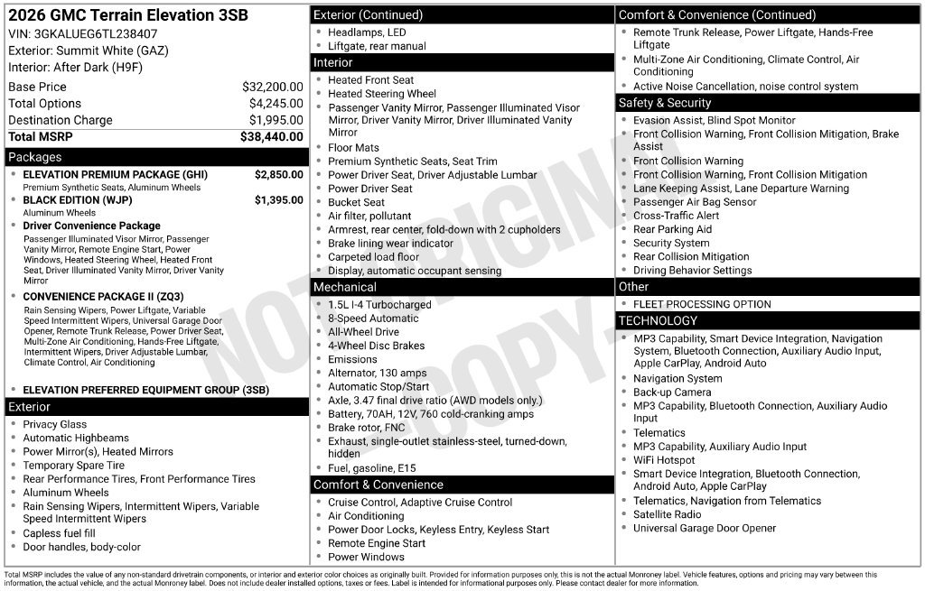 Used 2026 GMC Terrain Elevation w/ Elevation Premium Package AWD/4WD image 33
