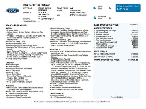 Used 2022 Ford F150 Platinum w/ Equipment Group 701A High image 53